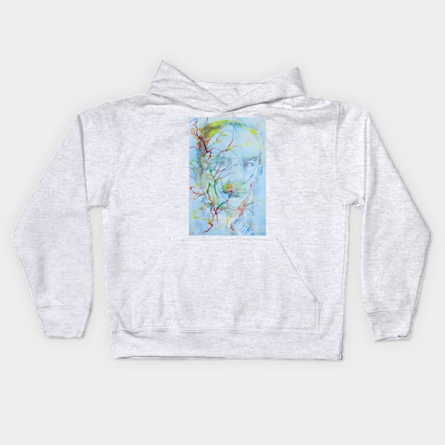 THOMAS MANN watercolor and acrylic portrait Kids Hoodie by lautir